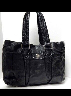 Marc by Marc Jacobs Totally Turnlock Black Leather Baby‎ Diaper Bag Tote